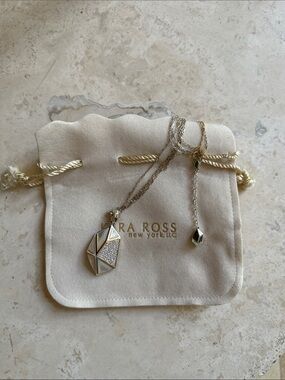 Kara Ross Geometric Pendant Necklace - Silver & Mother of Pearl